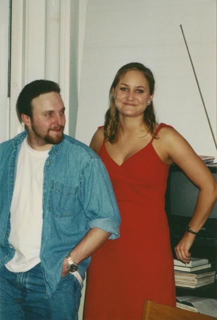 Joe and Erin at wine party 2001