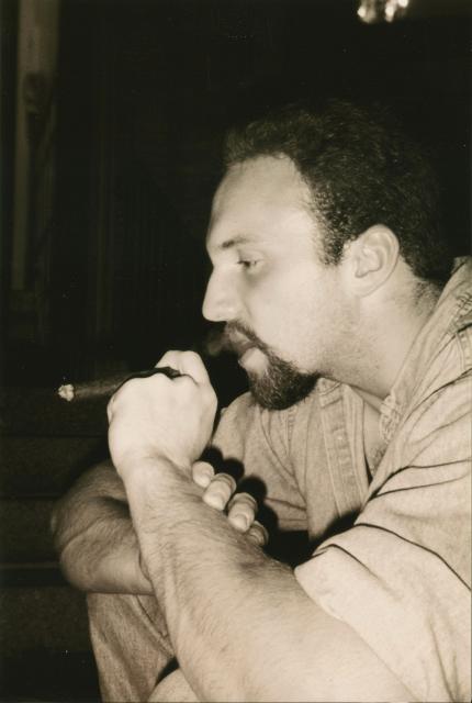 Joe celebratory cigar on engagement 2000