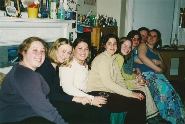 Katie, Vanessa, Nicole, Heather, Joe and me at wine party 2001