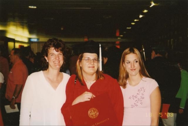 mom, me and Sam at graduation May 2003