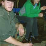 Mark and Sam around the fire