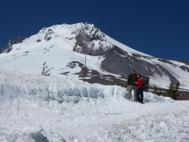 Portland - dad and Viv next to Mt. Hood