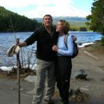 Portland - dad and Viv on hike to Trillium Lake