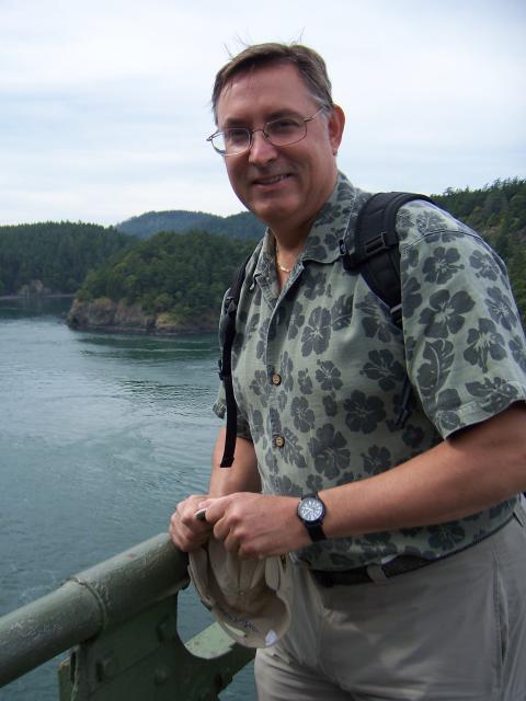 Portland - dad on bridge at Deception Pass