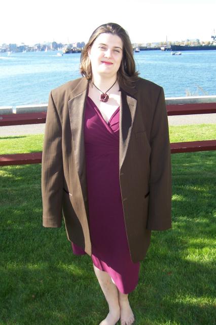 me in Jon's suit jacket