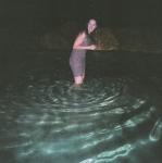 silly sister dancing in the pool