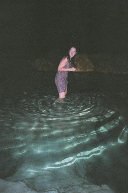silly sister dancing in the pool
