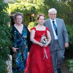 here comes the bride, all dressed in red!