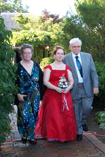 here comes the bride, all dressed in red!