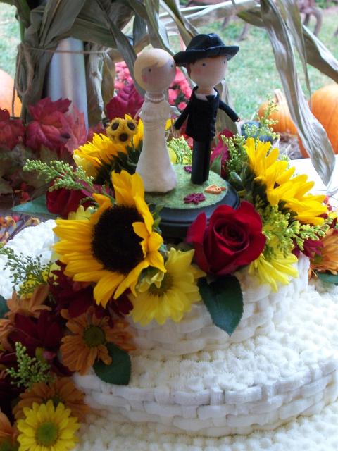 cake topper and flowers
