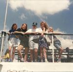 Carrie, Candace, Stacey, Mialy, and Corrine on the boat to Ellis Island -- 6th grade trip to NY