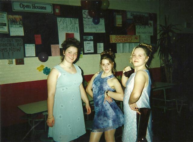 Liz, Ghislaine, and Teresa -- school semi-formal