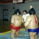 after prom, Liz and Jen sumo wrestling, prom 99