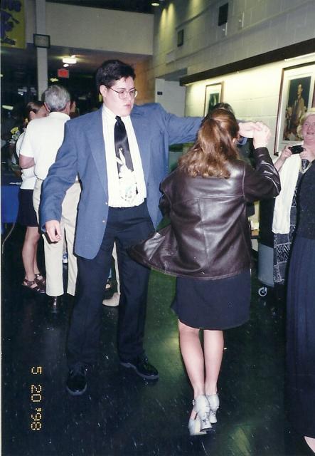 Matt and Cat dancing, NHS induction