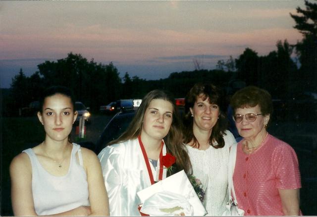 Sam, me, mom, and grandma, graduation 99