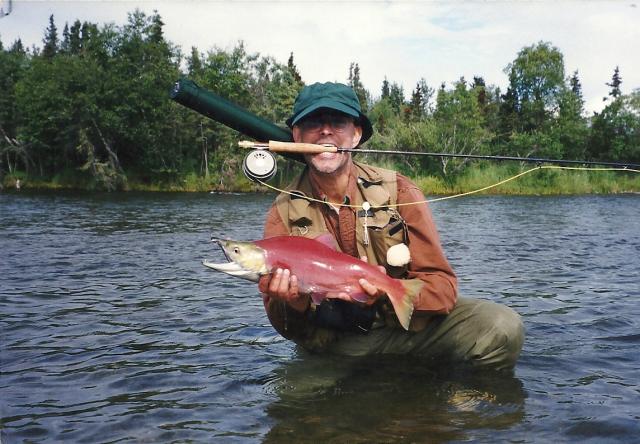 dad fishing for sockeye salmon