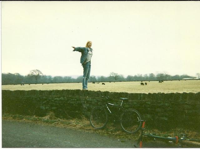 Cass on bike ride, Huddersfield, England