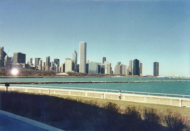 view of Chicago from the Shedd Aquarium