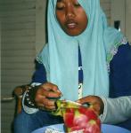 Julie trying dragonfruit