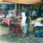 satay vendor, night market in Krau